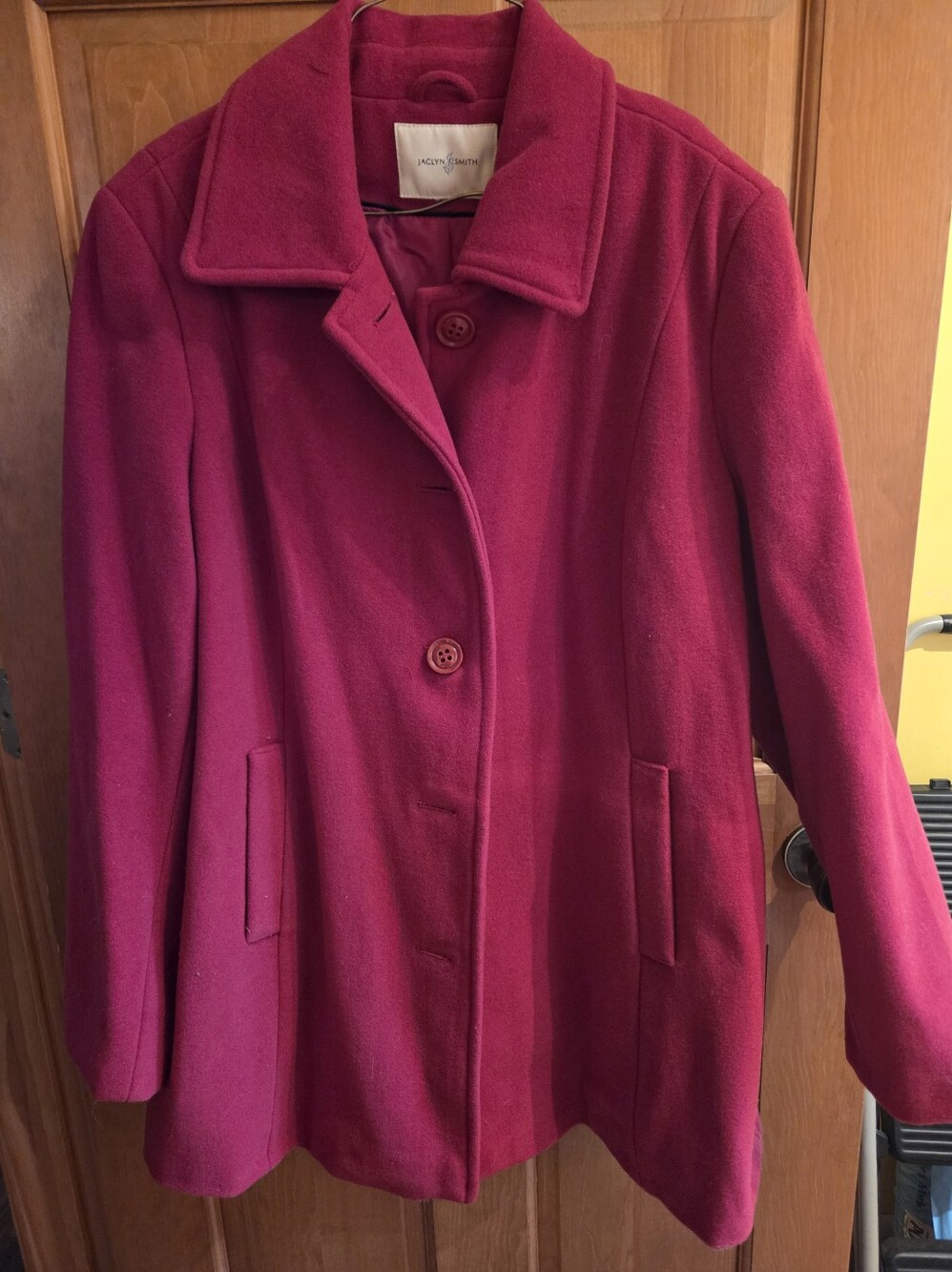 Jaclyn Smith Red Wool Blend Belted Pea Coat (Size XL/1X)